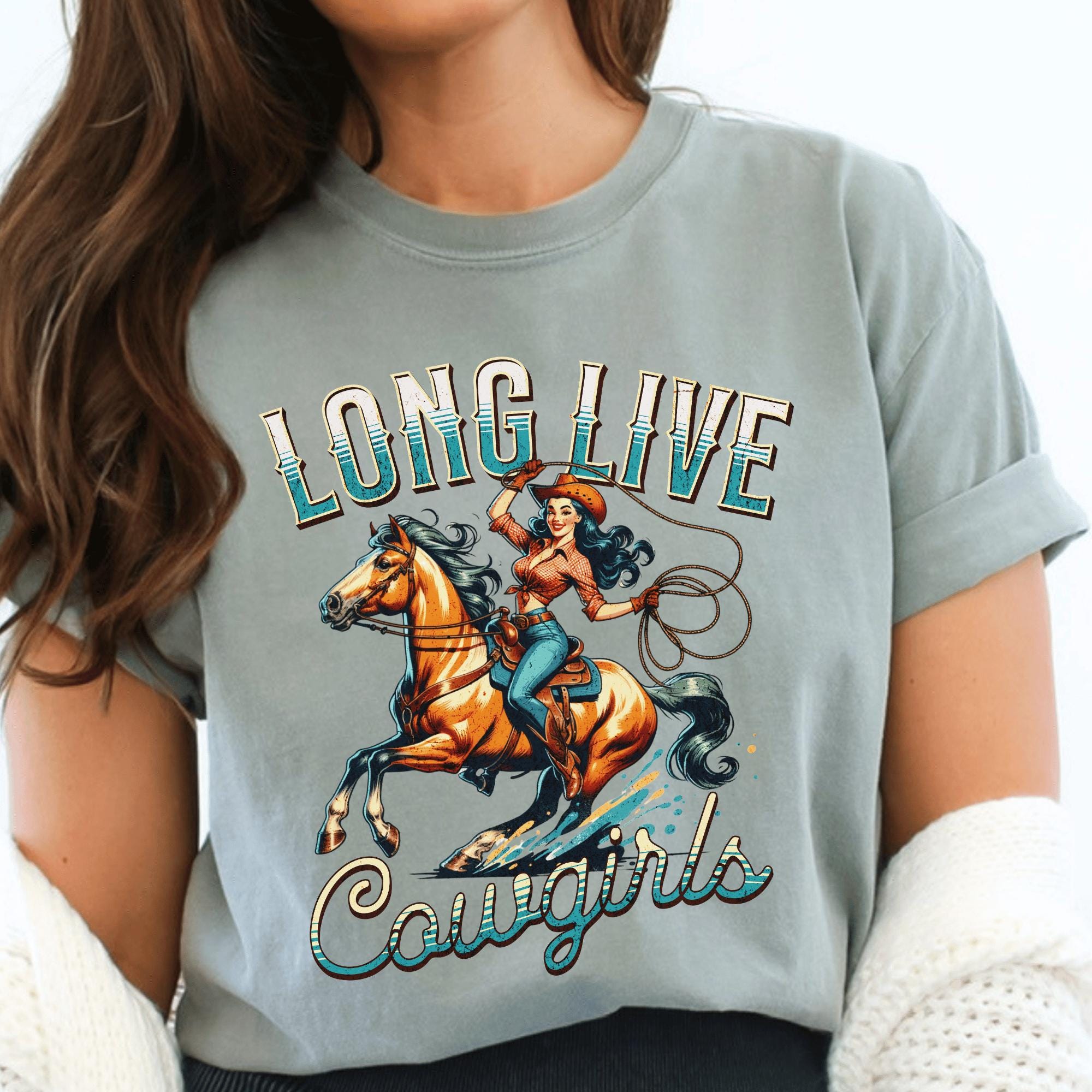 Pinup Rodeo Retro Cowgirl Pinup Graphic Tee, Western Rodeo Shirt - Etsy