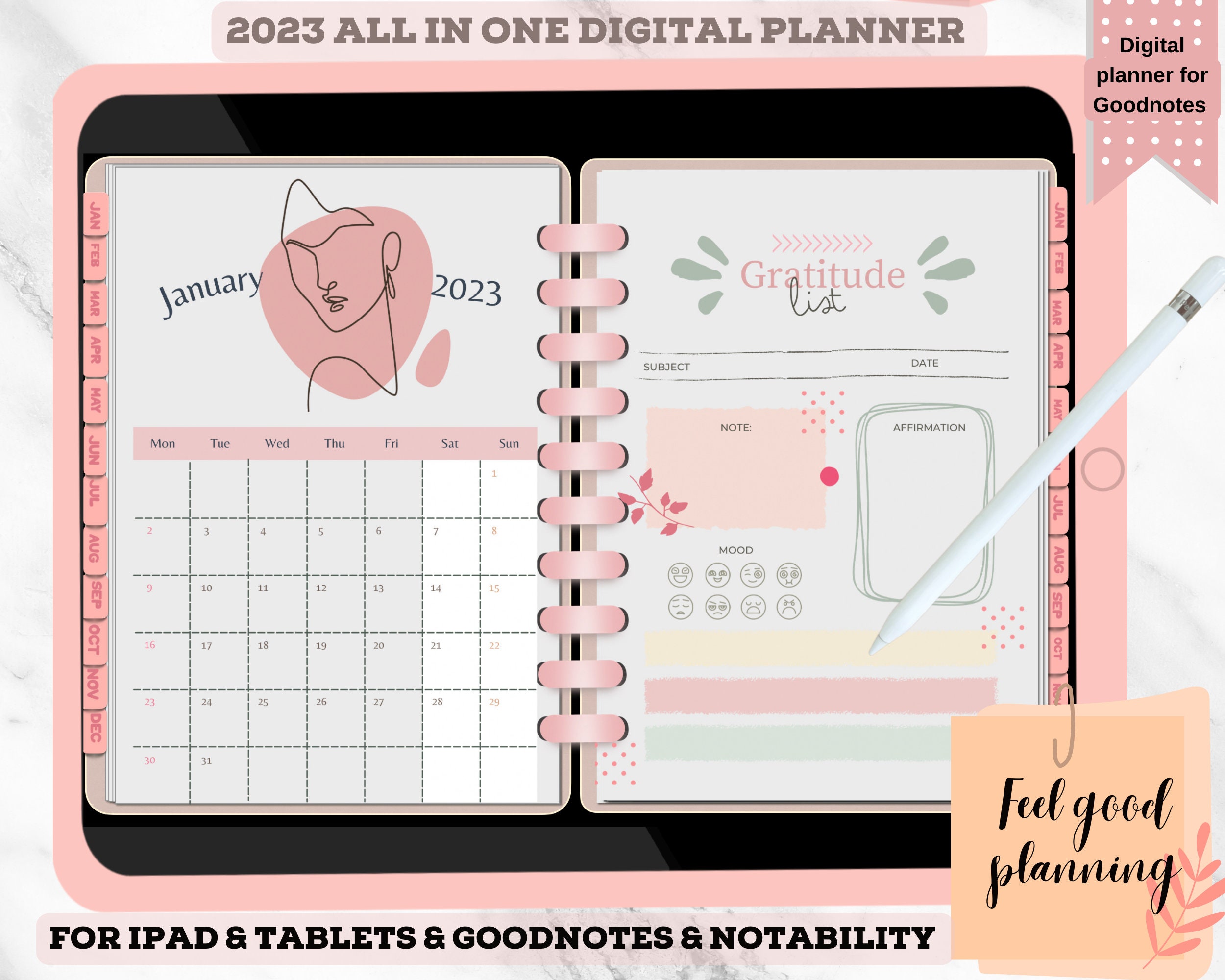 Digitaler Planer 2023 Goodnotes Planer iPad Planer Etsy Österreich