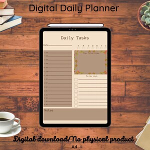 Daily Digital Planner, GoodNotes Planner, 24 Hour Daily Printable Template, Minimalist Planner, Schedule Planner, A4, Daily To Do List