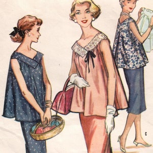 1950s Maternity Top or Sleeveless Jacket & Skirt, Bust 32 / Vintage Sewing Pattern / McCall's 3639