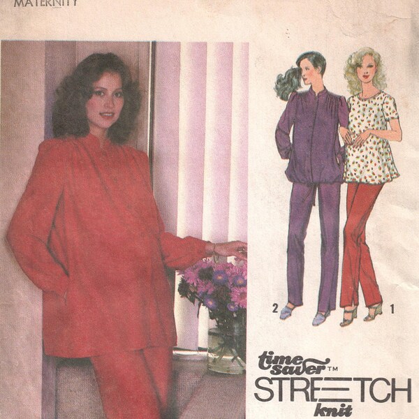 1970s Maternity Jacket, Top & Pants, Bust 32 34 36 / Vintage Sewing Pattern / Simplicity 9258
