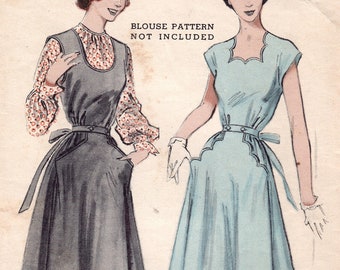 1950s Maternity Dress with Scallop Trim, Bust 32 / Vintage Sewing Pattern / Butterick 5778