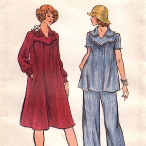 1970s Maternity Dress, Top & Flared Pants, Bust 34 | Vintage Sewing Pattern | Vogue 9088
