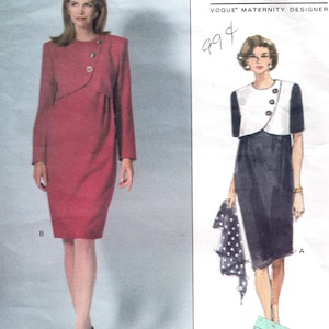 1990s Maternity Dress, Bust 40 42 44 | Vintage Sewing Pattern | Manola Maternity Designer for Vogue 2968