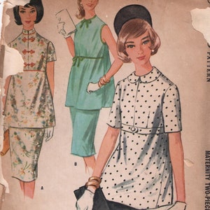 1960s Maternity Dress, Top & Skirt, Bust 31 | Vintage Sewing Pattern | McCall&#39;s 6165