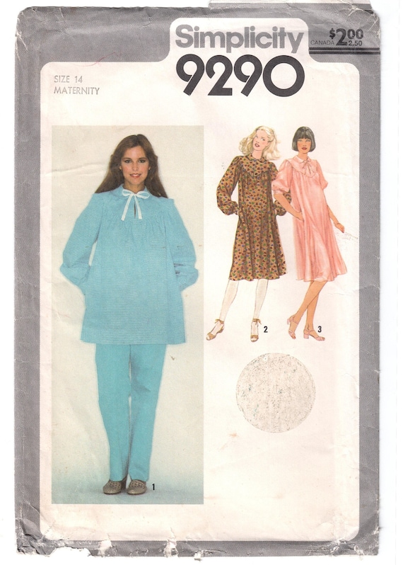 1970s Maternity Dress, Top & Pants, Bust 34 | Vintage Sewing Pattern | Simplicity 9290 - Etsy 1970s Maternity Dress, Top & Pants, Bust 34 | Vintage Sewing Pattern | Simplicity 9290 - Etsy