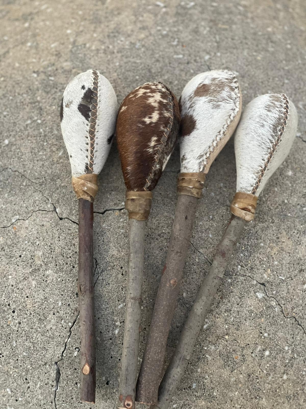 Rawhide Rattle Pattern Shamanic Rawhide Rattle | Handstitched | Both Side Hair | Wood Handle ...