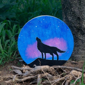 Hand Painted Shamanic Native Drum Goat Natural Hide 14&quot;