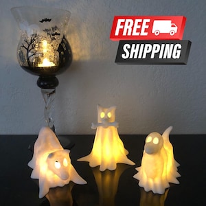 Ghost Dogs Halloween Decor with Tea Lights, Halloween Decor, Gifts for Dog Lovers, Pet Lover Home Decor, Pet Night Light, Fall Season Decor