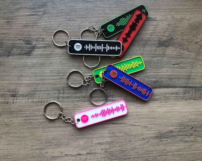 Custom Scannable Song Code Keychain - Song or Playlist - Music - Personalized Gift - Custom Color Combinations - Personalized Music Keepsake