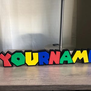 Personalized Mario Style Name Sign, Name Tag Sign, Kids Room Decor, Game Room, Office Gift, Gamer Sign, Teacher Name Sign, Office Desk Sign
