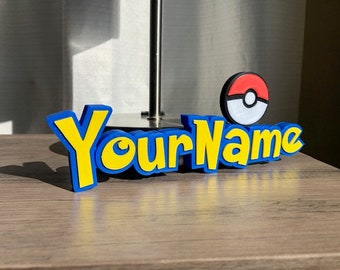 Personalized Pokemon Inspired 3D Name Plate | Custom Name Tag Sign | Customized Kids Room, Game Room, Office Gift