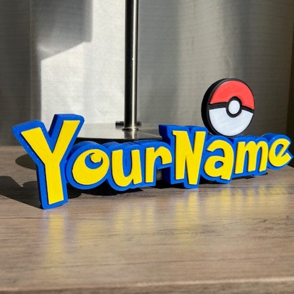 Personalized Pokemon Inspired 3D Name Plate | Custom Name Tag Sign | Customized Kids Room, Game Room, Office Gift