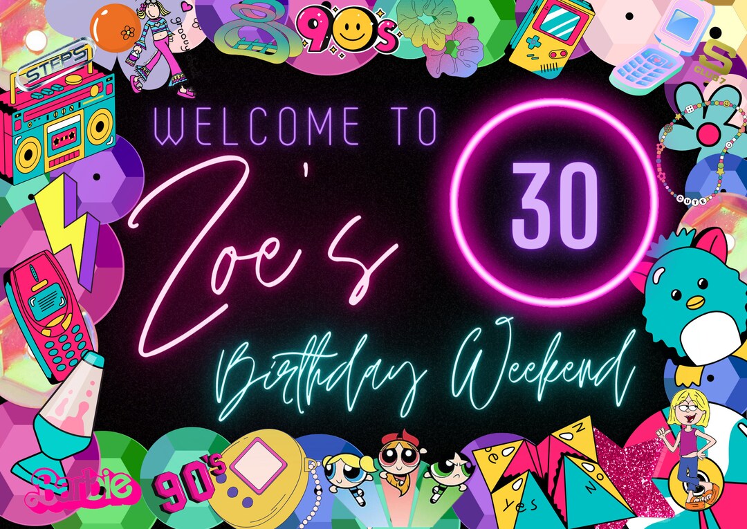 90s Themed Birthday Party Pack 30th Birthday Party Pack 30th Party