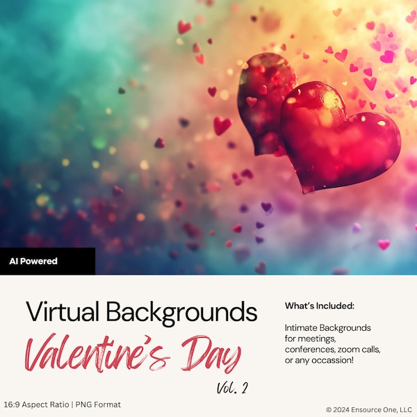 Valentine's Day Virtual Backgrounds Vol. 2 | 4 Zoom Virtual Backgrounds | Backdrop | Office Background | Microsoft Teams