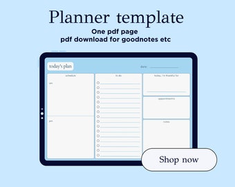 Blue Digital Goodnotes Planner Template, Undated Planner, Planner Page pdf download, Digital Planner pdf download 2023, aesthetic planner