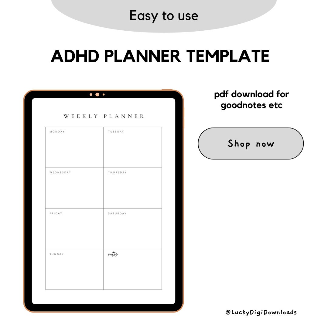 ADHD Planner Goodnotes Template Digital Download Planner Page for ...