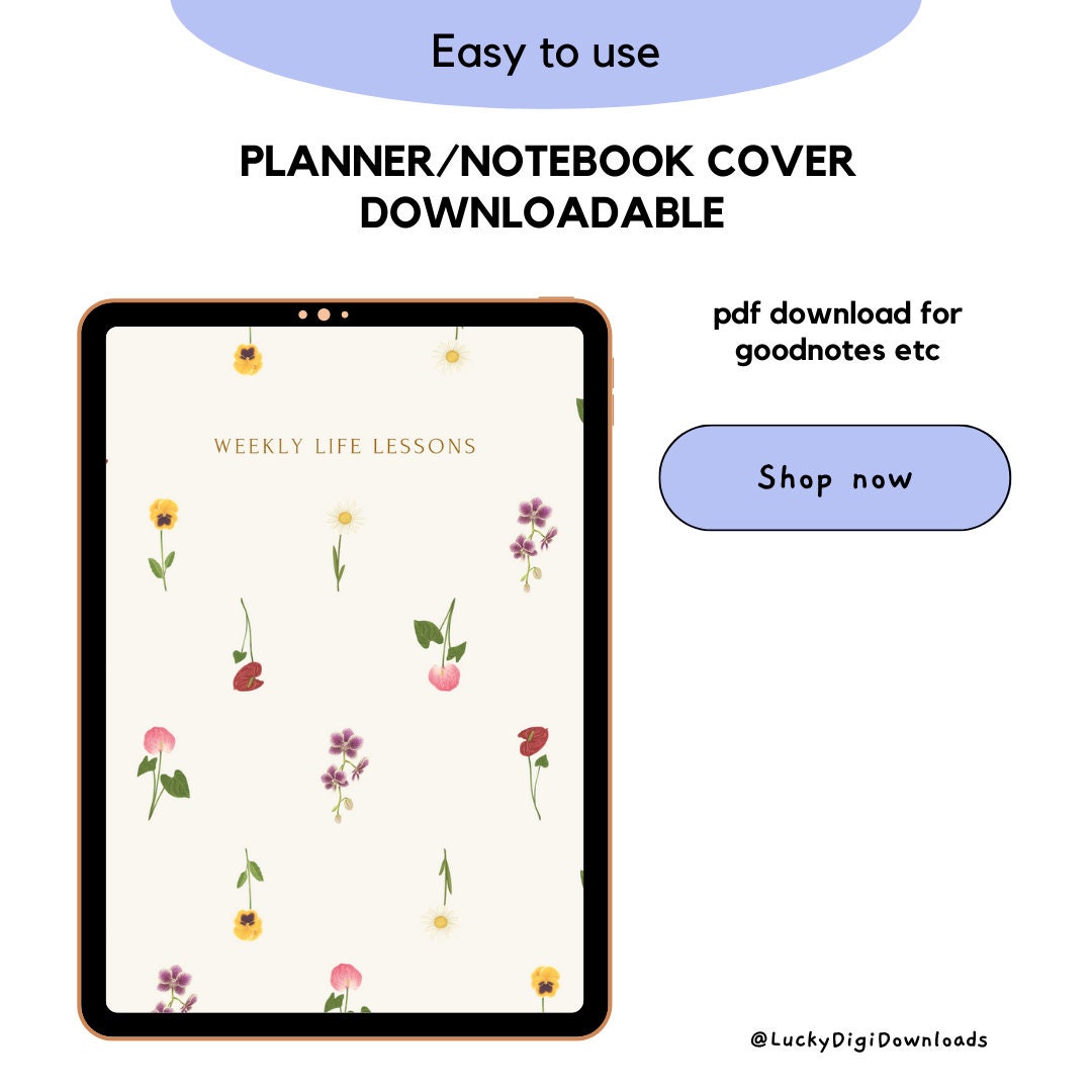Planner Cover Goodnotes Template Digital Planner Cover Page Etsy