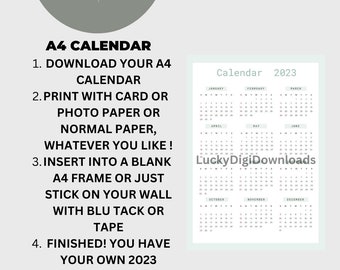 2024 Calendar Printable A4 , A4 2024 full calendar suitable for framing and printing