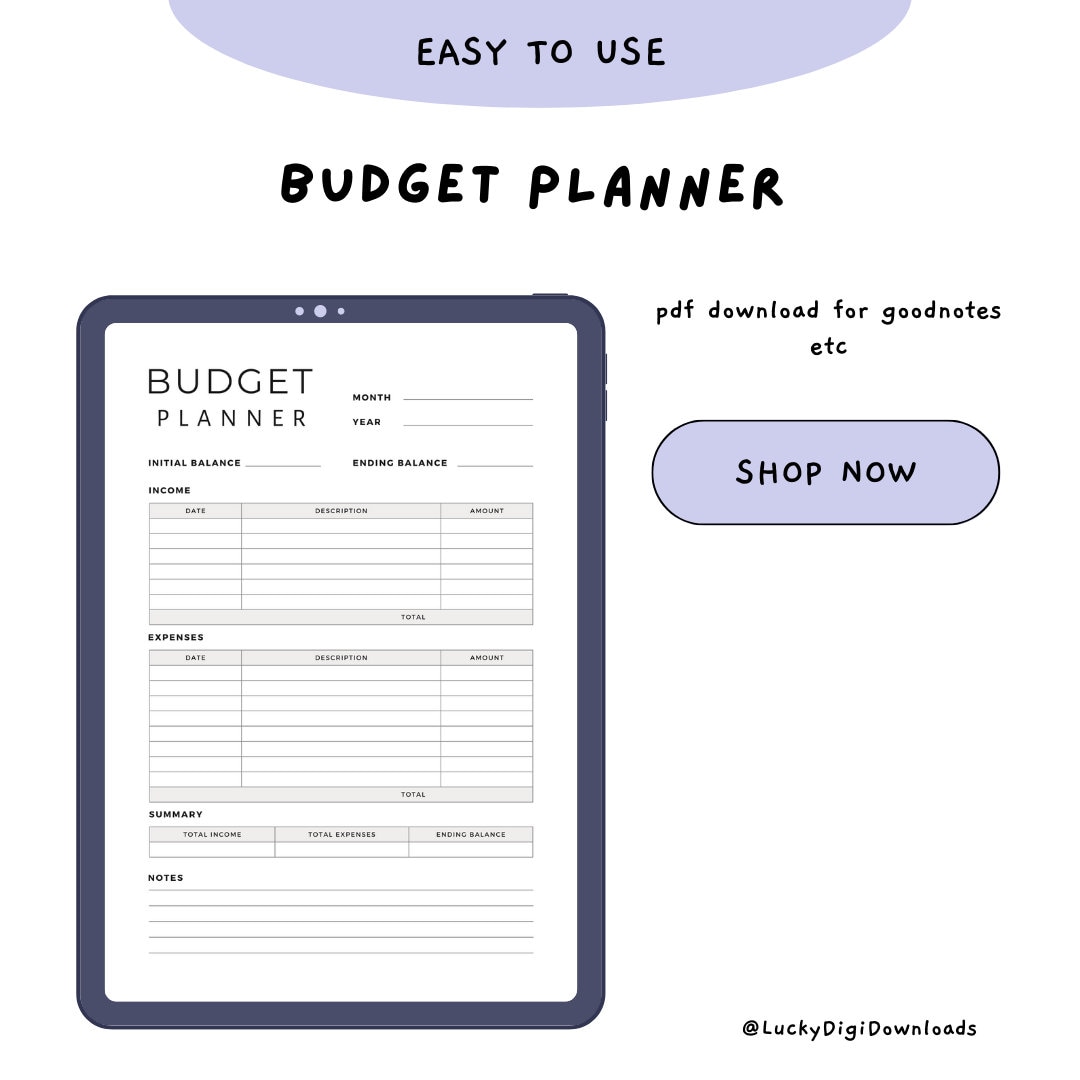 Budget Planner Goodnotes Template Digital Download Planner Page for ...