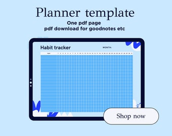 Blue Digital Goodnotes Planner Template, Undated Planner, Planner Page pdf download, Digital Planner pdf download 2023, aesthetic planner