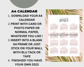 2024 Calendar Printable A4 , A4 2024 full calendar suitable for framing and printing