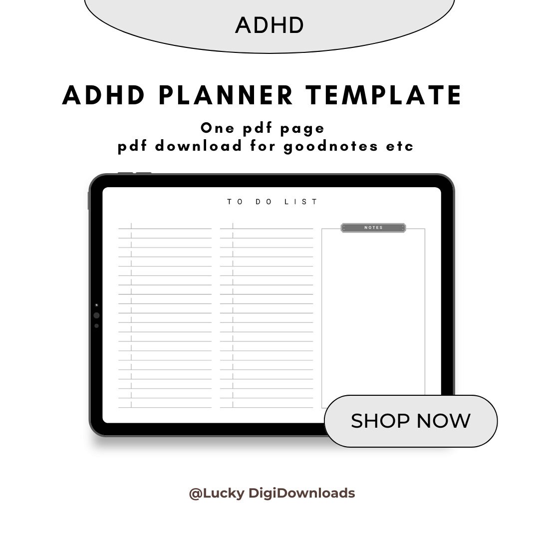 ADHD Planner Goodnotes Template Digital Download Planner Page for ...