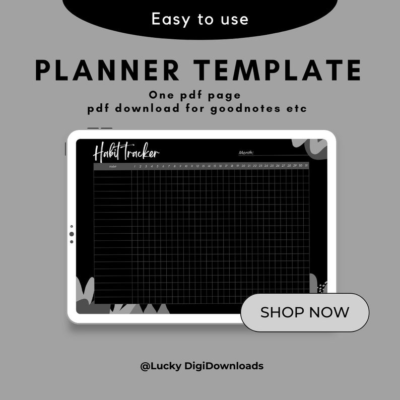 Monotone Black and White Digital Goodnotes Planner Template - Etsy