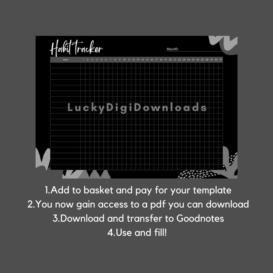 Monotone Black and White Digital Goodnotes Planner Template Etsy