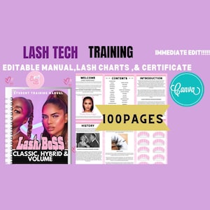 Editable EyeLash extension Manual 2023 ,  CLASSIC ,HYBRID & VOLUME eyelash Training Manual,  Eyelash Extensions, , Student, Tutor, Instant