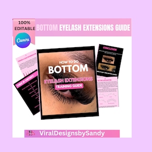 Bottom eyelash Training Manual,  Eyelash Extensions, Ebook, Template, Student, Tutor, Instant Download, Instant editing