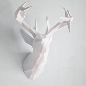 Decorazione da parete a basso poli con testa di cervo, decorazione da parete con testa di animale, trofeo geometrico, finta tassidermia