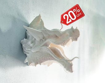 Cabeza de dragón geométrica para colgar en la pared: trofeo de decoración animal