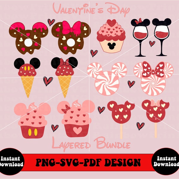 Valentines Day SVG Bundle, Happy Valentines Day Svg, Mouse Head Snacks Valentine's Day Svg Png, Valentine Shirt Design Svg, Digital Download