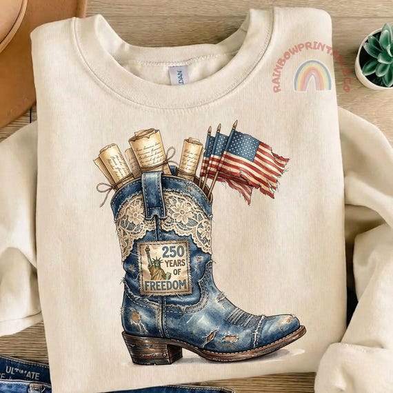 Western USA 250th Anniversary PNG, 250 Years of Freedom DTF, Western Patriotic Lace Design, Vintage Statue of Liberty Art