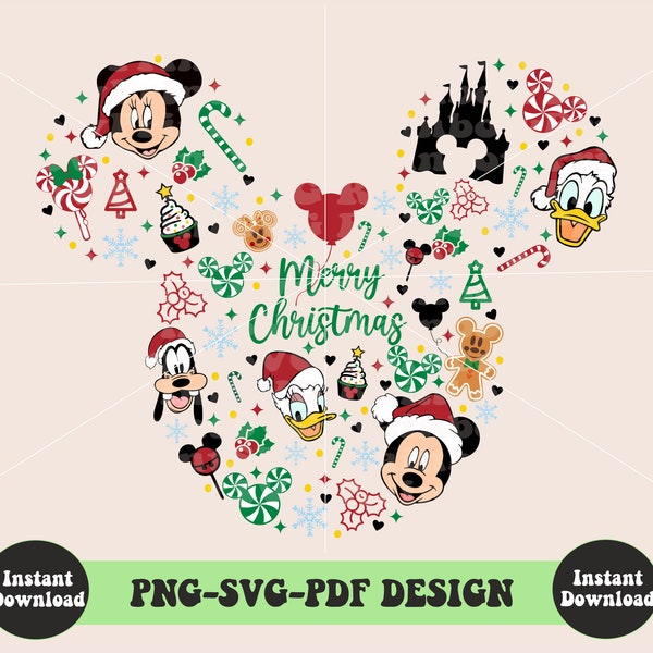 Christmas 2022 Svg, Mouse Head SVG, Christmas Party Png, Christmas Shirt Svg, Holiday Svg Png Files For Cricut, Christmas Friends Svg
