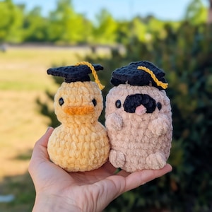 Crochet Graduation Plushie: Handmade Amigurumi Duck or Pug Gift