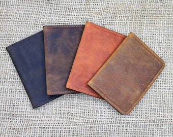 Personalized Slim Card Holder Wallet For Men & Women, Genuine Full Grain Leather Card Holder, Gift For Her And Him