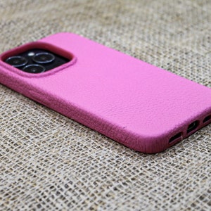 Personalized Pink Leather Cell Phone Case, iPhone 14, 13, 12, 11 Pro Max / Plus  Case,  Luxury Leather Cover,  Valentine&#39;s & Mother Day Gift