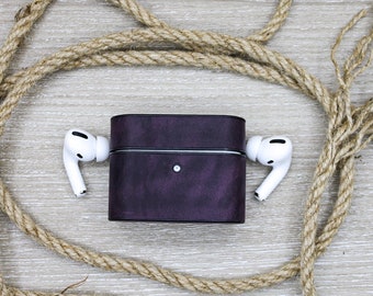 Custom Purple Leather Airpod Case, Soft Airpod 1/2 & Airpods Pro / 2 Cover, Protective  Airpods Holder