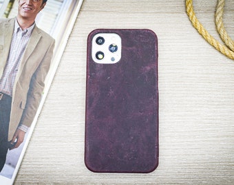 Classic Leather Phone Case, Purple Cell Phone Cover, iPhone 14, 13, 12, 11 Pro Max Case, High Protection Phone Case