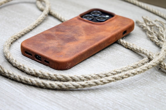 Custom Tumbled Phone Case, Tan Phone Cover, iPhone 14, 13, 12, 11, Pro Max / Plus Case, Snap on Full Cover, Luxury Leather Phone Cover