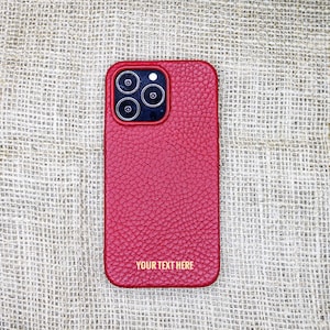 Custodia per telefono rossa personalizzata, custodia in vera pelle di lusso, custodia per iPhone 14, 13, 12, 11 Pro Max / Plus, copertura completa a scatto