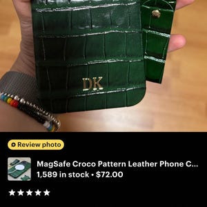 Coque de portable en cuir à motif croco MagSafe, étui pour iPhone vert clair, coque pour iPhone 15, 14, 13, 12, 11 Pro Max Plus, coque de téléphone personnalisée image 13
