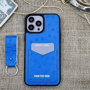 iPhone 13 Mini Case from BandWerk – Ostrich | Blue Gold