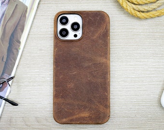 Funda de cuero para teléfono, funda para iPhone Camel, funda para iPhone 14, 13, 12, 11 Pro Max, mejor funda para teléfono, funda personalizada para teléfono, funda completa a presión