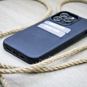 Gepersonaliseerde Flotter lederen telefoonhoes, zwarte telefoonhoes, iPhone 14, 13, 12, 11 Pro Max-hoesje, minihoesje met creditcardhouder