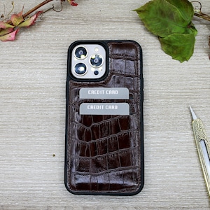 Étui de téléphone en cuir, iPhone 14, 13, 12, 11 Pro Max Case, Phone Credit Card Case, Custom Phone Cover