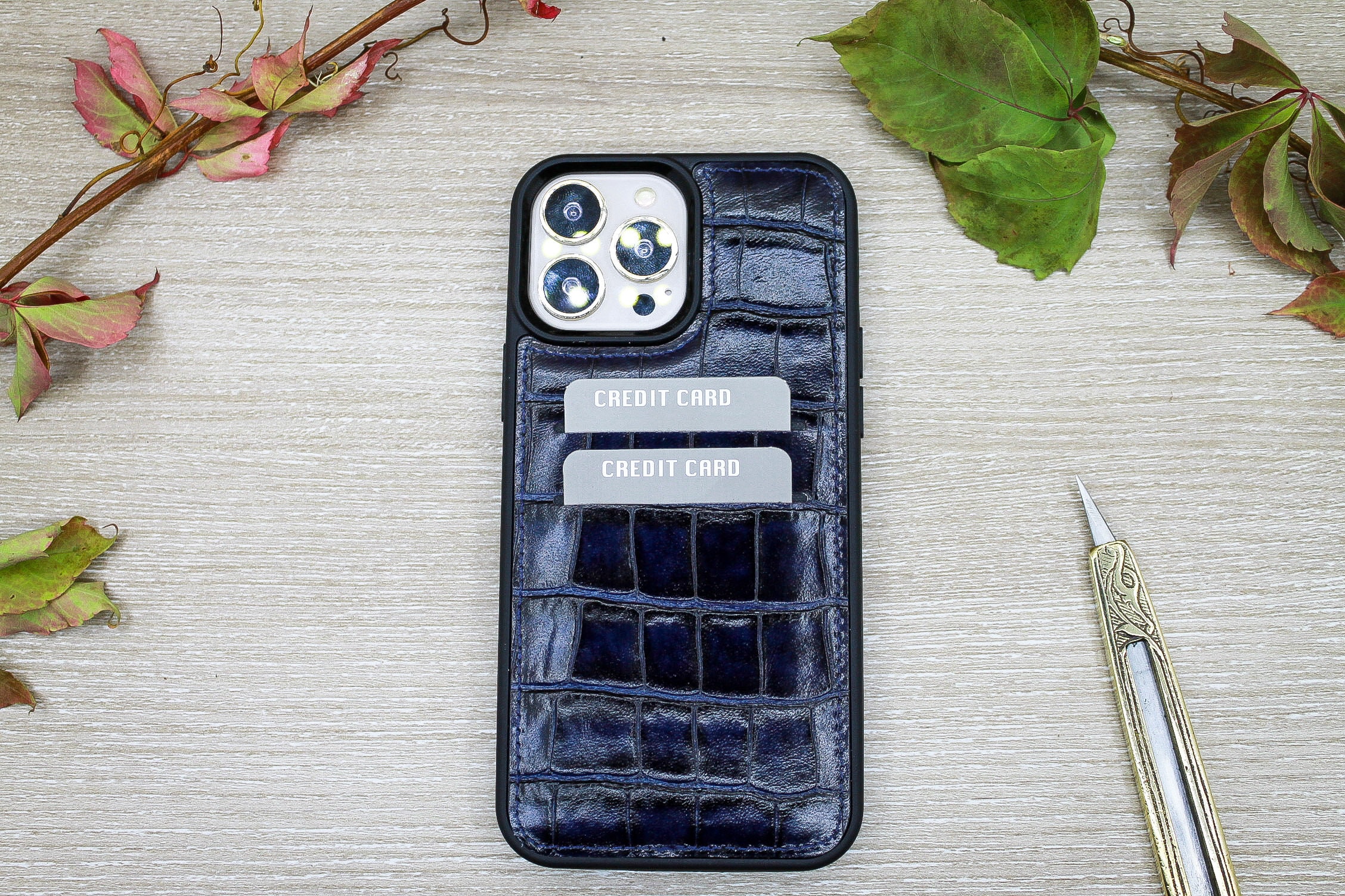 Navy Blue Crocodile Phone Case - Etsy