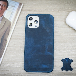 Custodia per telefono in pelle, Cover per iPhone blu, Custodia per iPhone 14, 13, 12, 11 Pro Max